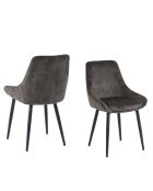 Sit - Lot de 2 chaises housse gris foncé, pieds noirs - 48x57x84cm