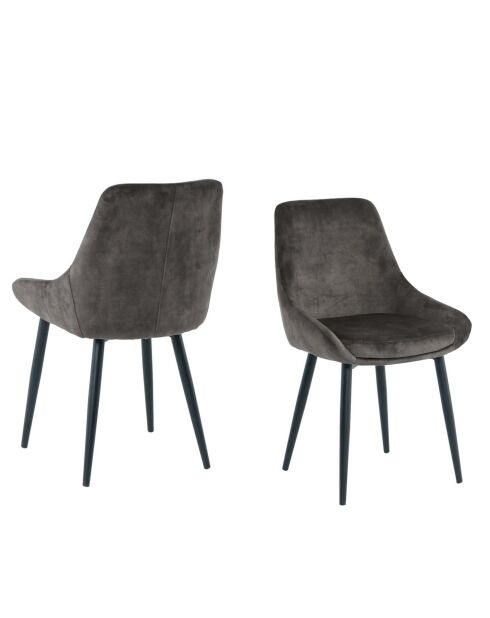 Sit - Lot de 2 chaises housse gris foncé, pieds noirs - 48x57x84cm