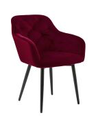 Fever - Fauteuil velours rouge /noir- 61x45x85 cm