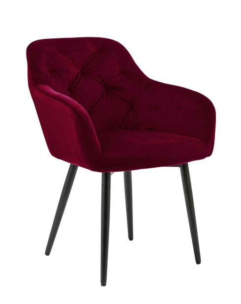 Fever - Fauteuil velours rouge /noir- 61x45x85 cm