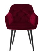 Fever - Fauteuil velours rouge /noir- 61x45x85 cm