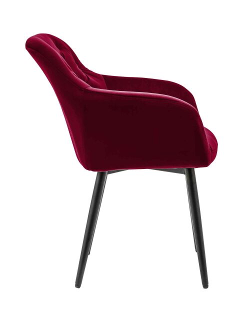 Fever - Fauteuil velours rouge /noir- 61x45x85 cm
