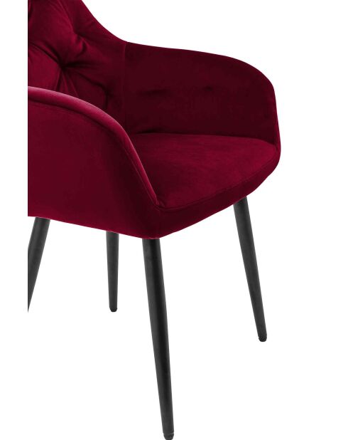 Fever - Fauteuil velours rouge /noir- 61x45x85 cm