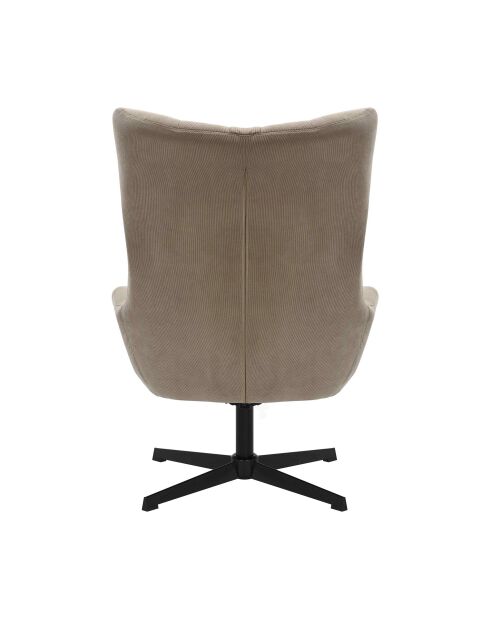 Fever - Fauteuil et tabouret aspect velours côtelé marron - 82x85x106 cm