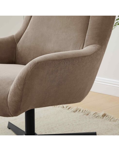 Fever - Brauner Sessel und Hocker in Cordoptik - 82x85x106 cm