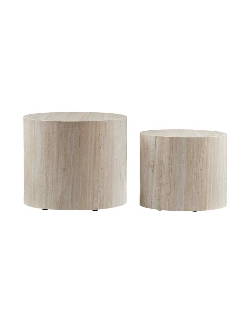 Fever - Set de 2 mesas de café de travertino beige