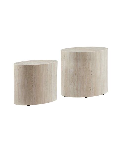 Fever - Set de 2 mesas de café de travertino beige