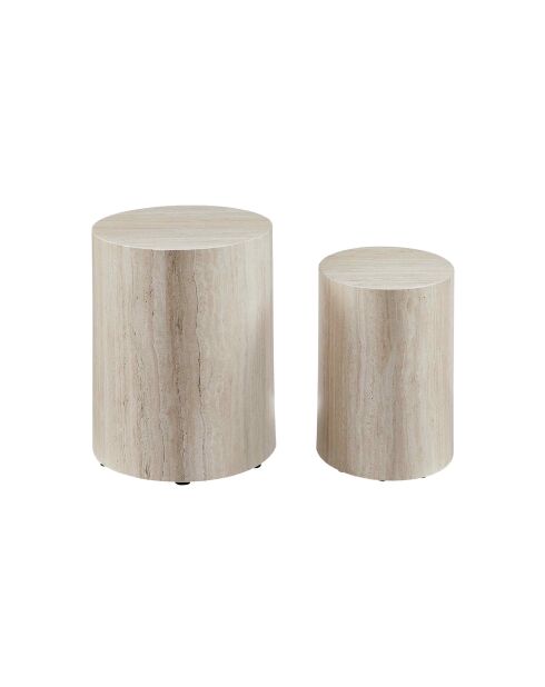 Fever - Set de 2 mesas de café de travertino beige