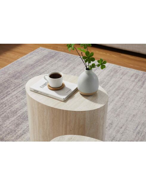 Fever - Set de 2 mesas de café de travertino beige