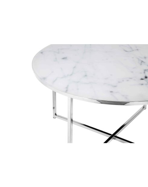 Fever - Mesita cromada blanca - D.80 cm
