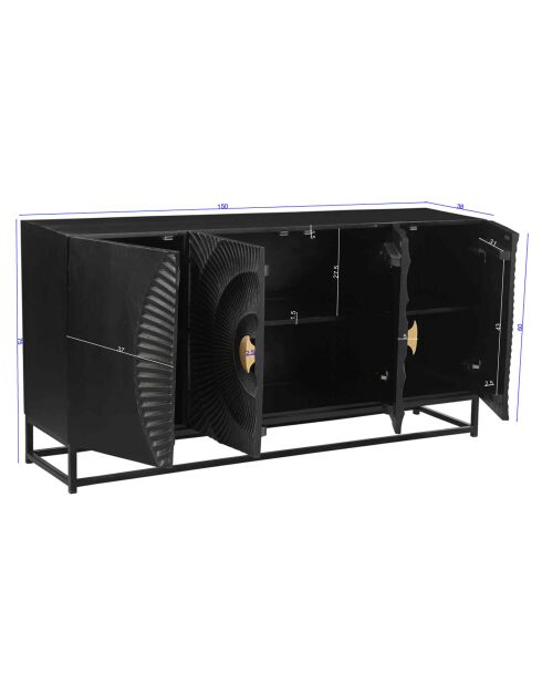 Sit - Credenza Black Smooth nera, oro - 150x38x75cm
