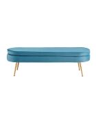 Fever Langer ovaler Hocker aus Samt, 142 x 45 x 41 cm, blau/goldfarben