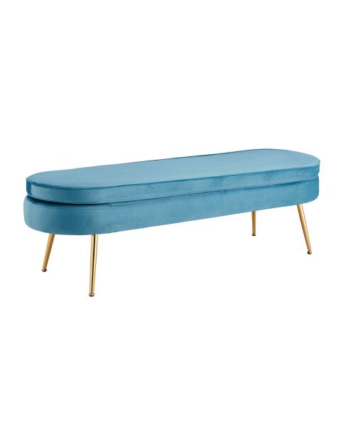 Fever Langer ovaler Hocker aus Samt, 142 x 45 x 41 cm, blau/goldfarben