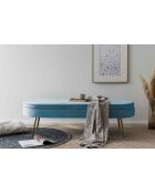 Fever Langer ovaler Hocker aus Samt, 142 x 45 x 41 cm, blau/goldfarben