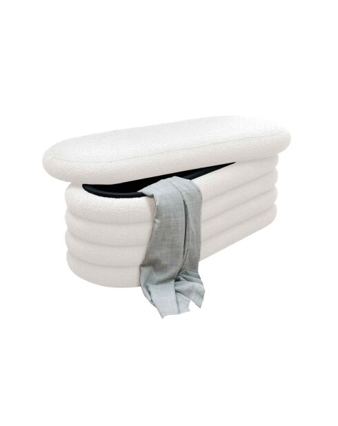 Fever - panca/panca da letto imbottita bianca riccia - 108x45x42 cm