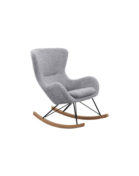 Fever - Mecedora Teddy con pelo gris claro - 75x102x106 cm