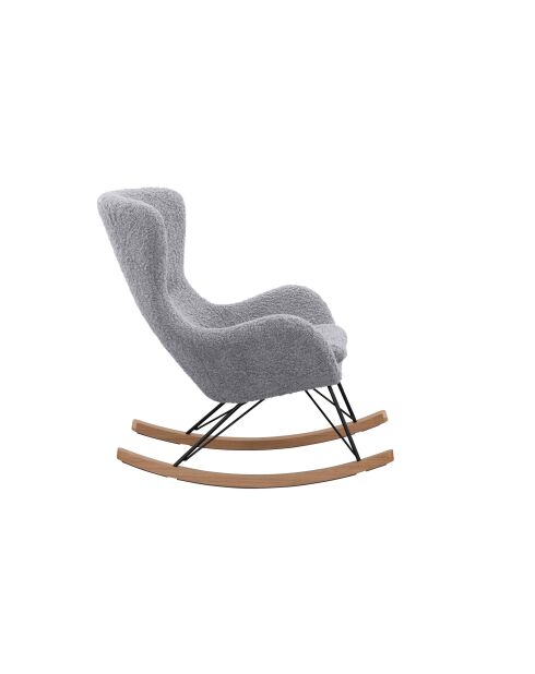 Fever - Mecedora Teddy con pelo gris claro - 75x102x106 cm