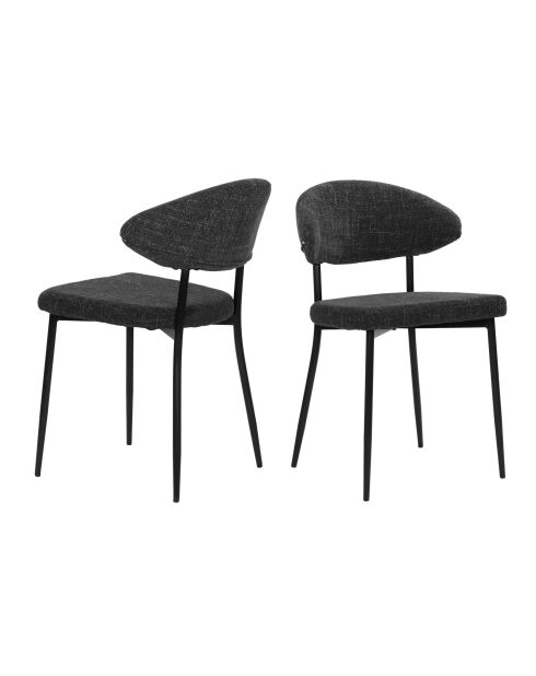 Sit - Lot de 2 chaises Sit&Chairs revêtement gris foncé, pieds noirs mats - 56x53x82cm