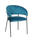 Fever - Samtstuhl mit türkis/schwarzer Rückenpolsterung - 55x50x80 cm