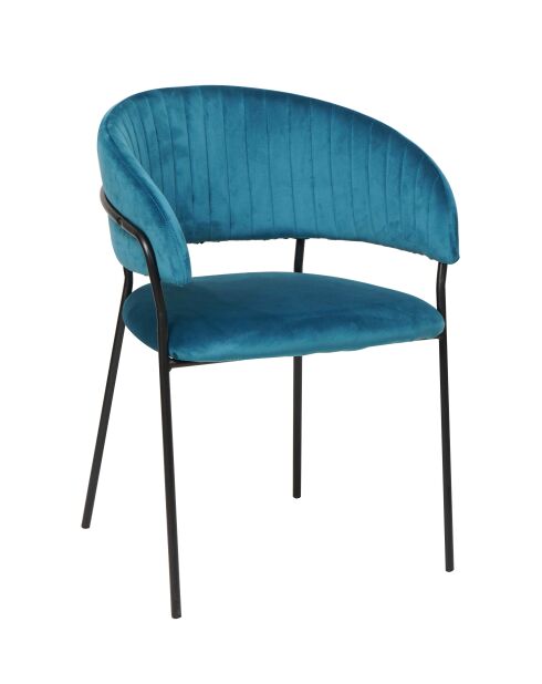 Fever - Samtstuhl mit türkis/schwarzer Rückenpolsterung - 55x50x80 cm