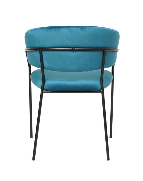 Fever - Samtstuhl mit türkis/schwarzer Rückenpolsterung - 55x50x80 cm