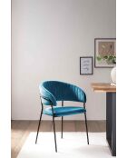 Fever - Samtstuhl mit türkis/schwarzer Rückenpolsterung - 55x50x80 cm