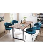 Fever - Samtstuhl mit türkis/schwarzer Rückenpolsterung - 55x50x80 cm