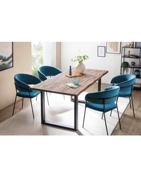 Fever - Samtstuhl mit türkis/schwarzer Rückenpolsterung - 55x50x80 cm