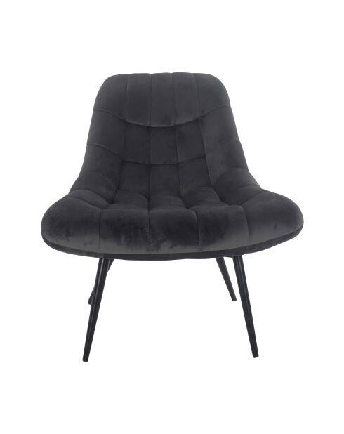 Fever - Fauteuil XXL velours gris métal noir - 76x85,6x85,6 cm