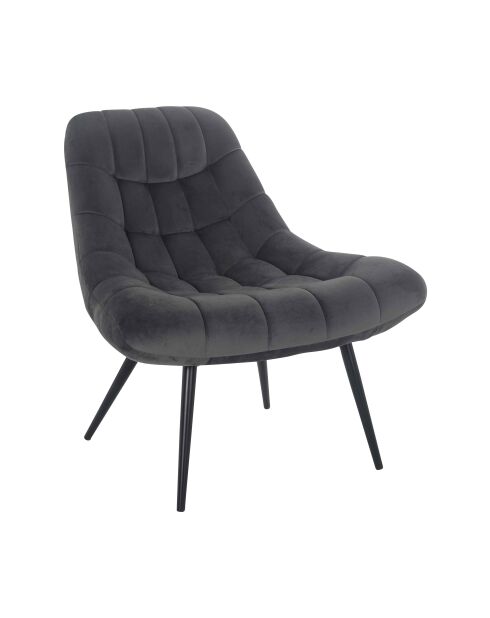 Fever - Fauteuil XXL velours gris métal noir - 76x85,6x85,6 cm