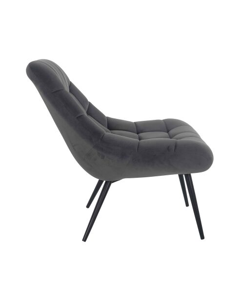 Fever - Fauteuil XXL velours gris métal noir - 76x85,6x85,6 cm