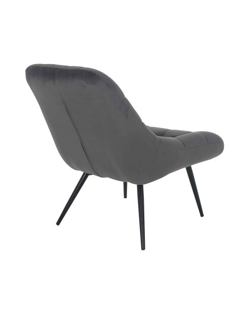 Fever - Fauteuil XXL velours gris métal noir - 76x85,6x85,6 cm