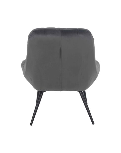 Fever - Fauteuil XXL velours gris métal noir - 76x85,6x85,6 cm