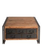 Sit - Coffre de table basse Panama naturel avec noir antique - 90x90x47cm