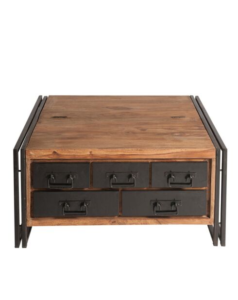 Sit - Coffre de table basse Panama naturel avec noir antique - 90x90x47cm