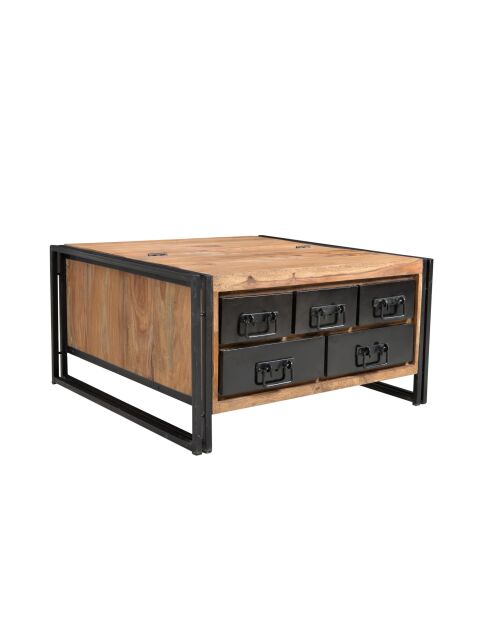 Sit - Coffre de table basse Panama naturel avec noir antique - 90x90x47cm