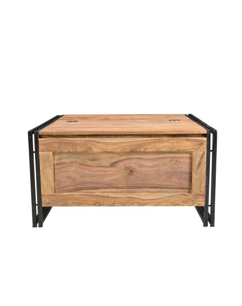 Sit - Coffre de table basse Panama naturel avec noir antique - 90x90x47cm
