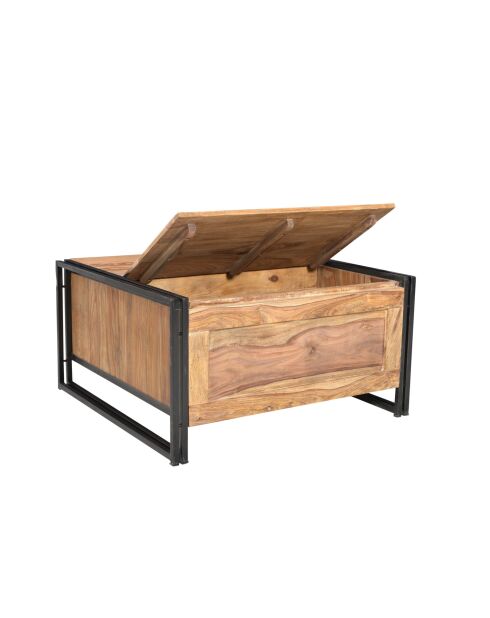 Sit - Coffre de table basse Panama naturel avec noir antique - 90x90x47cm