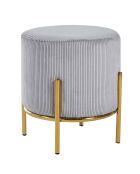 Fever - Gepolsterter Hocker aus hellgrauem Kord - D.35 cm