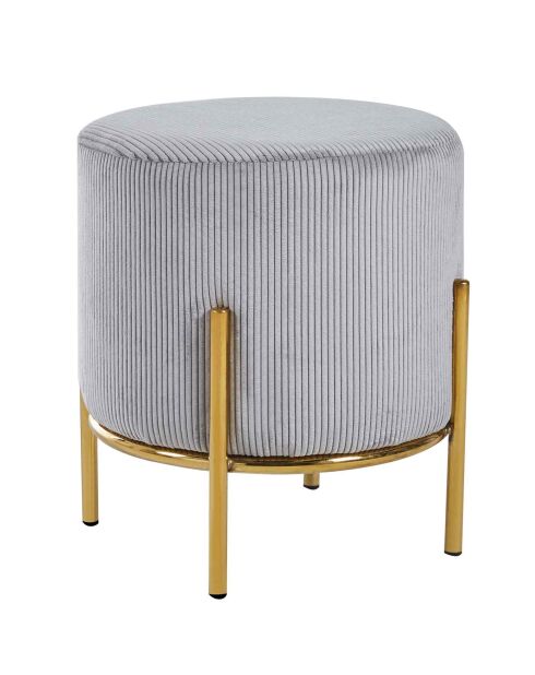 Fever - Gepolsterter Hocker aus hellgrauem Kord - D.35 cm