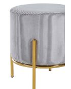Fever - Gepolsterter Hocker aus hellgrauem Kord - D.35 cm