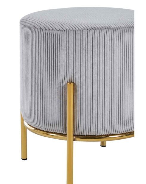 Fever - Gepolsterter Hocker aus hellgrauem Kord - D.35 cm