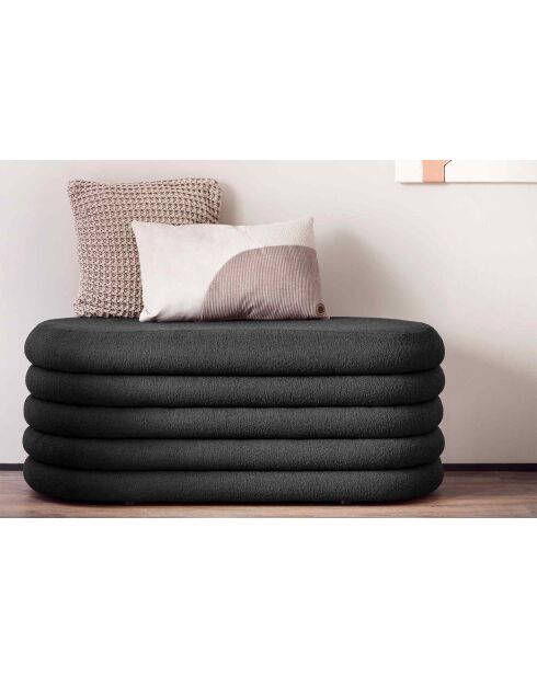 Fever - panca/panca da letto imbottita riccia antracite - 108x45x42 cm