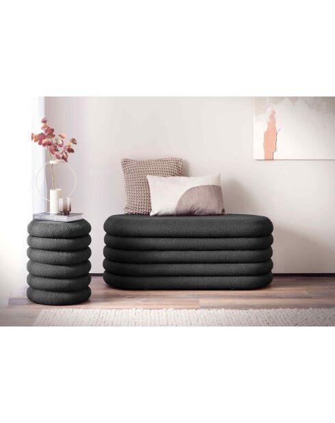 Fever - panca/panca da letto imbottita riccia antracite - 108x45x42 cm