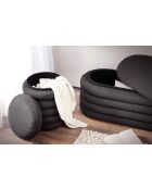 Banco/banco de cama tapizado rizado antracita Fever - 108x45x42 cm