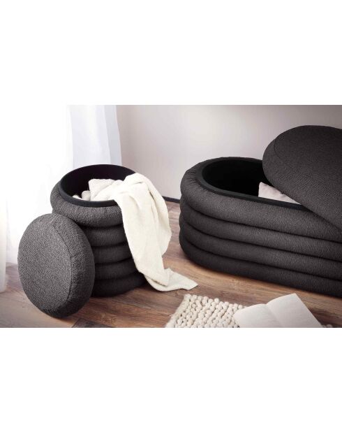 Fever - panca/panca da letto imbottita riccia antracite - 108x45x42 cm