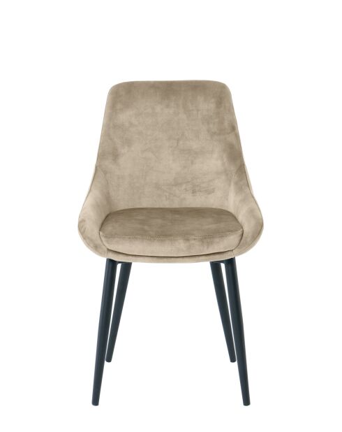 Sit - Lot de 2 chaises housse beige, pieds noirs - 48x57x84cm