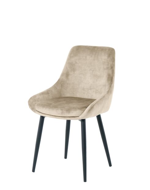 Sit - Lot de 2 chaises housse beige, pieds noirs - 48x57x84cm