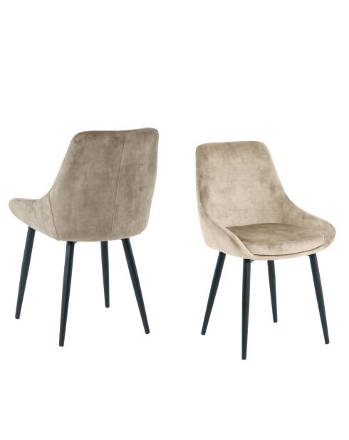 Sit - Lot de 2 chaises housse beige, pieds noirs - 48x57x84cm