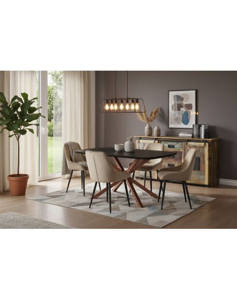 Sit - Lot de 2 chaises housse beige, pieds noirs - 48x57x84cm